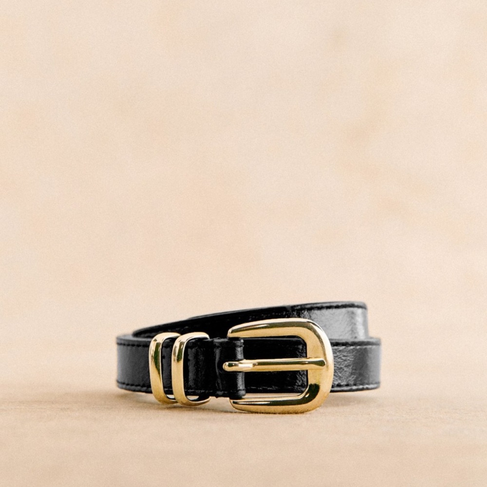 Sezane Livie Belt - Patent Black size 105